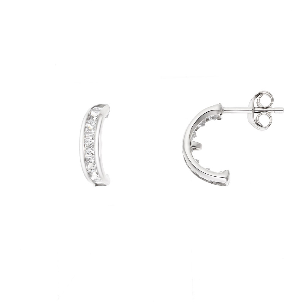 Halve Creolen Sieraden Zirkoniumoxiden en Silver 925 - Cream