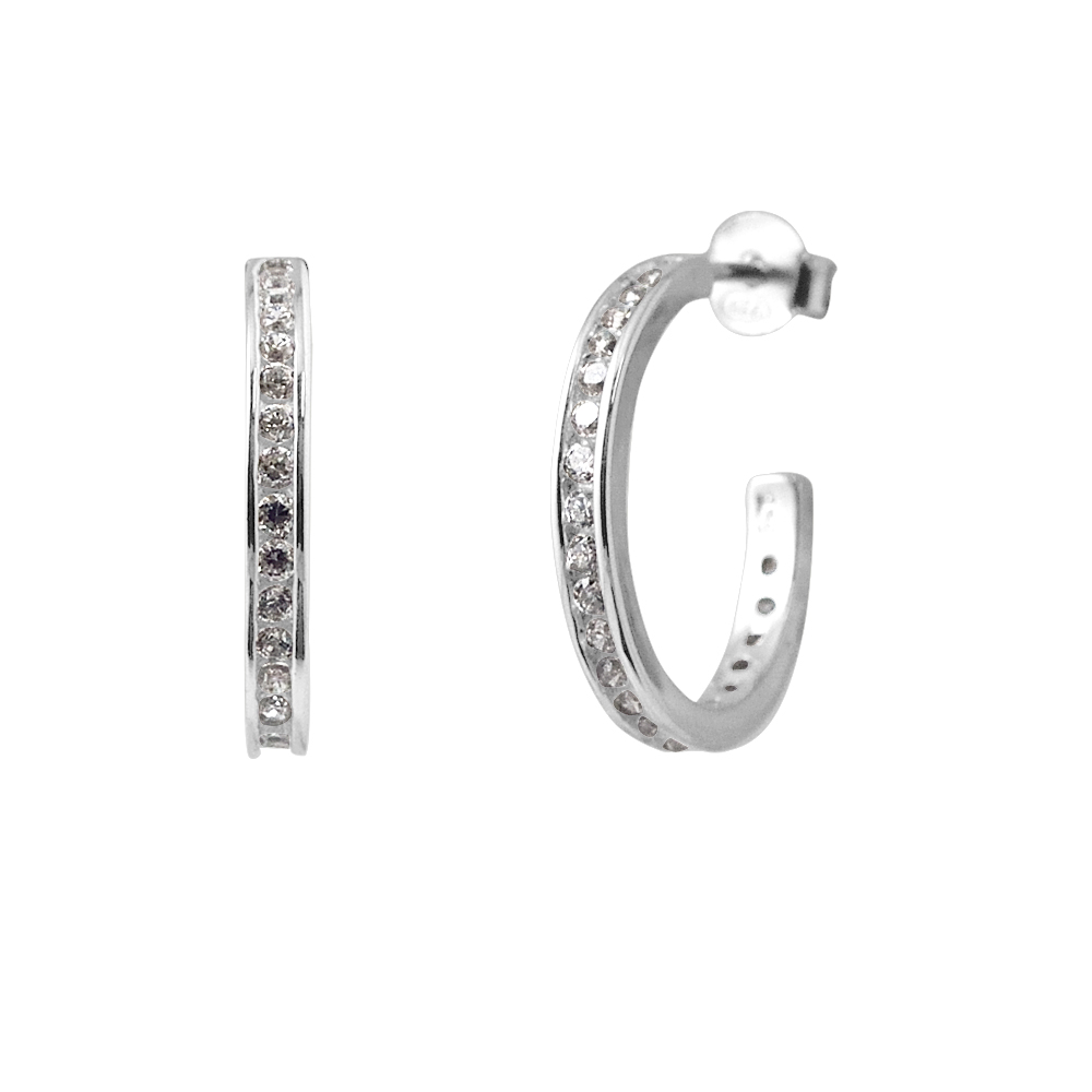 Halve Creolen Diameter 2 cm Zirkonium en zilveroxides 925 Serti Rail - Impatience 3