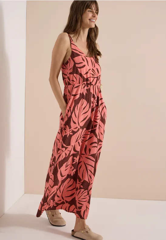 Maxi-jurk met V-hals en print