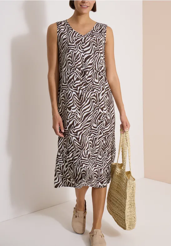 Midi-jurk met V-hals en zebraprint