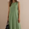 Midi-jurk met ronde hals van jersey