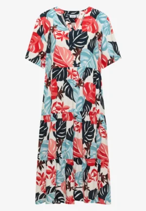 Alternative view of Midijurk met split in de hals en print