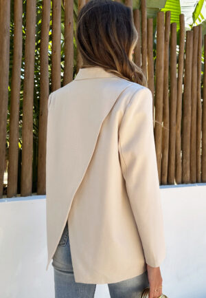 Open Back Oversized Blazer Beige