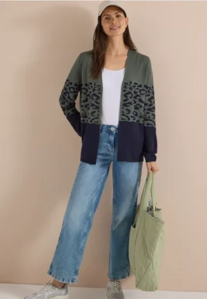 Open vest met jacquardpatroon