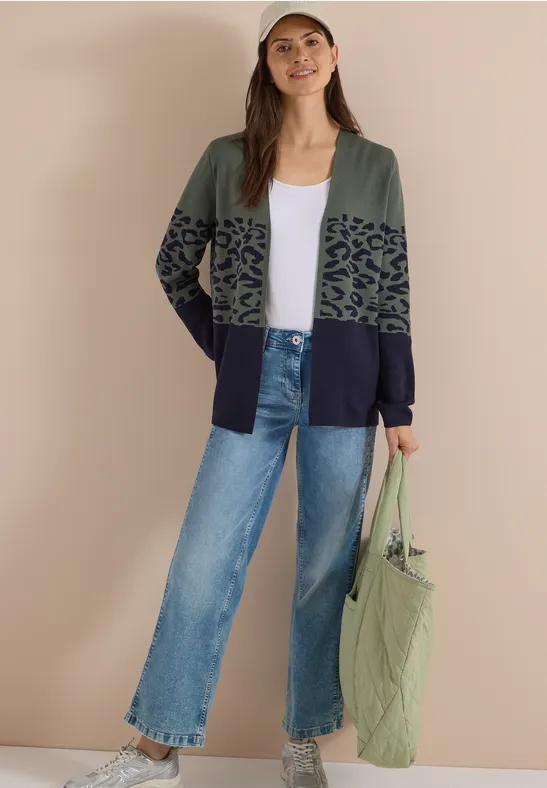 Open vest met jacquardpatroon