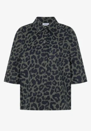 Alternative view of Overhemd met korte mouwen van corduroy met luipaardprint