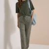 Slim Leg-broek met pied-de-poule-patroon