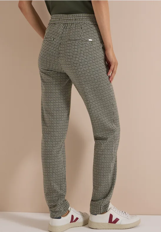 Slim Leg-broek met pied-de-poule-patroon - Afbeelding 3