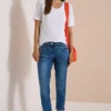Slim Leg-jeans met omgeslagen pijpen en luipaardprintband