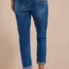 Slim Leg-jeans met omgeslagen pijpen en luipaardprintband - Afbeelding 3