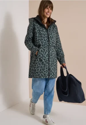 Softshell-jas met capuchon en luipaardprint