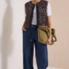 Teddyvest met softshell-details en luipaardprint