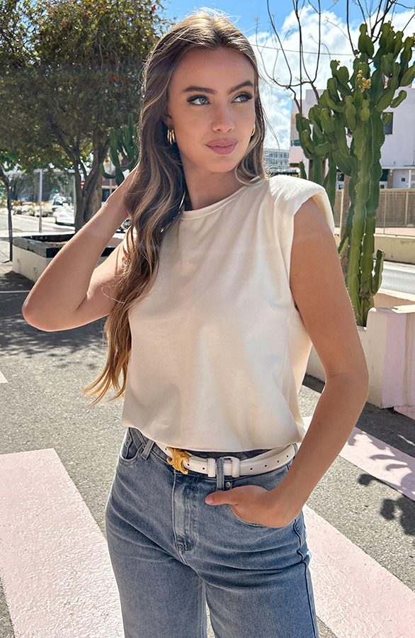 Top Schoudervulling Jade Light Beige