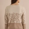 Trui met lange mouwen en luipaardjacquardpatroon - Afbeelding 3