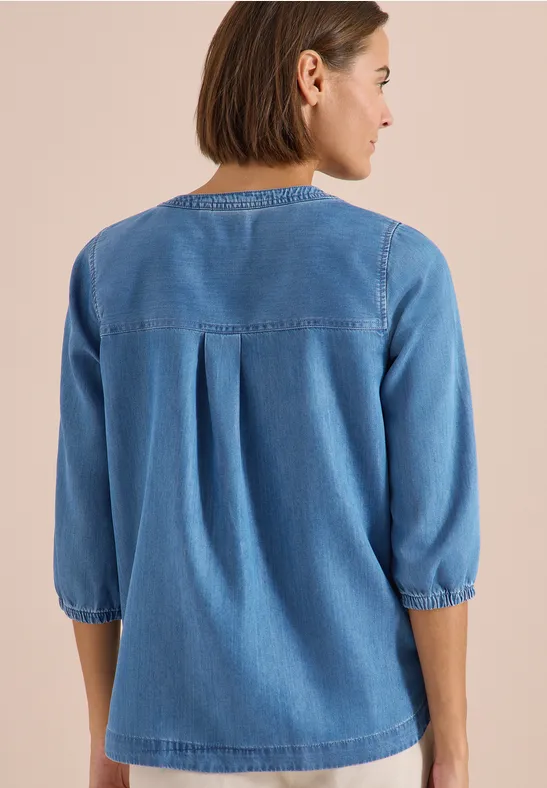 Tuniek met 3/4 mouwen in denimlook - Afbeelding 3