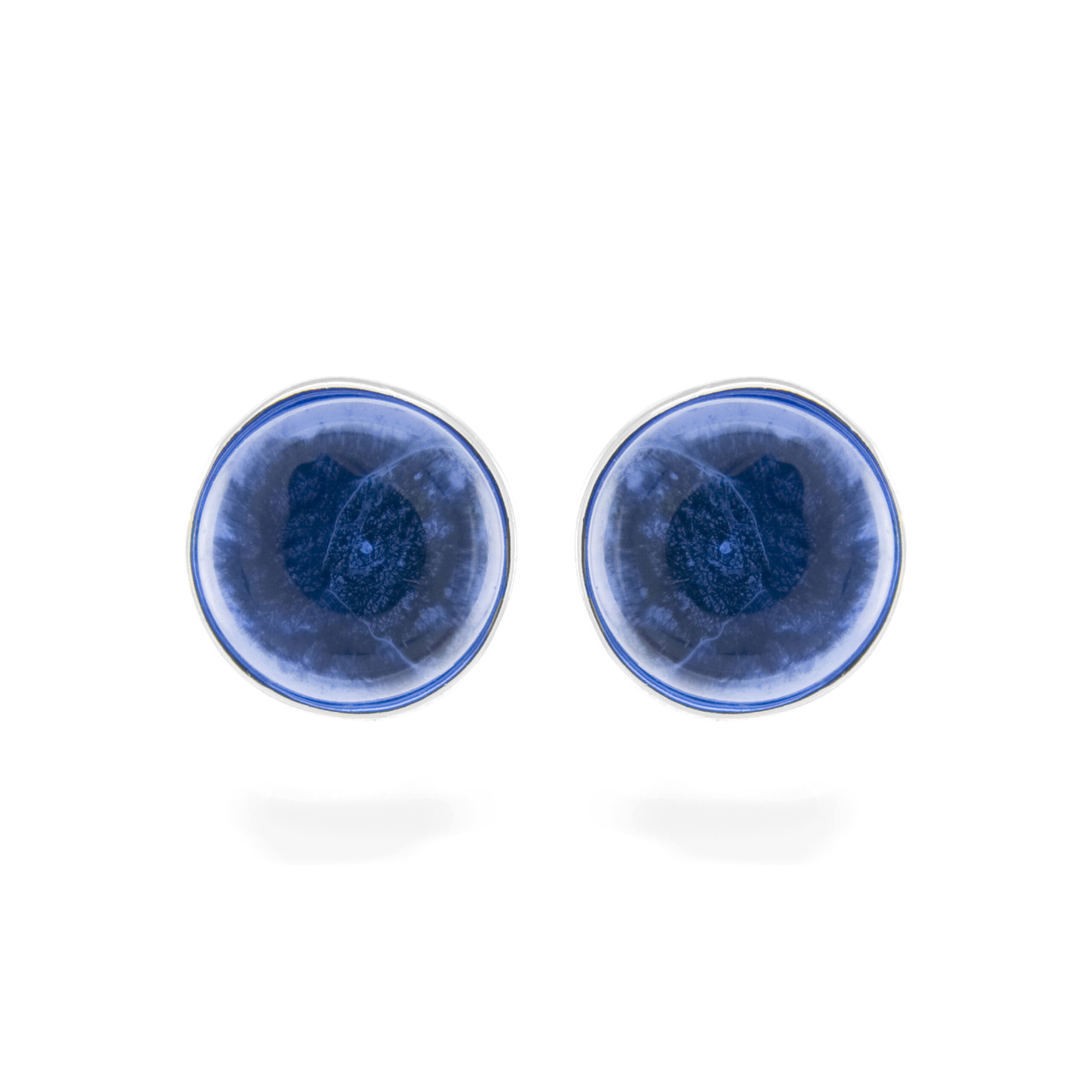 Luxenter essentiële oorbellen in 925 sterling zilver en lapis lazuli hydrothermale kwarts met gerhodineerde afwerking