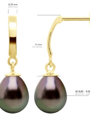 Alternative view of Oorbellen Prestige Gearticuleerd in Geel Goud 375 en Echte Gecultiveerde Tahiti Parel 8-9 mm