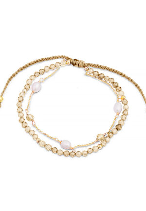 Luxenter armband, metaallegering athat met champagne zirkonia, 18K vergulde afwerking
