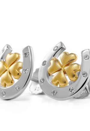 Orphelia 'Signature' Dames 925 Sterling Zilveren Oorbellen - Zilver/Goud ZO-7517