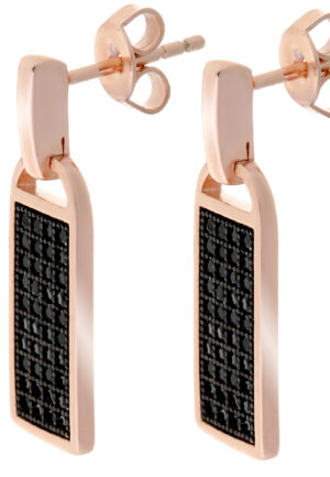 Orphelia Dames 925 Sterling Zilveren Dangle Oorbellen - Zwart/Rosé ZO-6045
