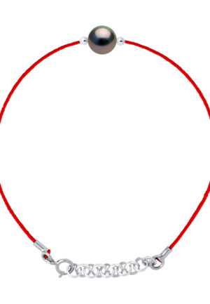 LOVE armband LINK Tahitian Pearl Ronde 8-9 mm Nylon Red 925