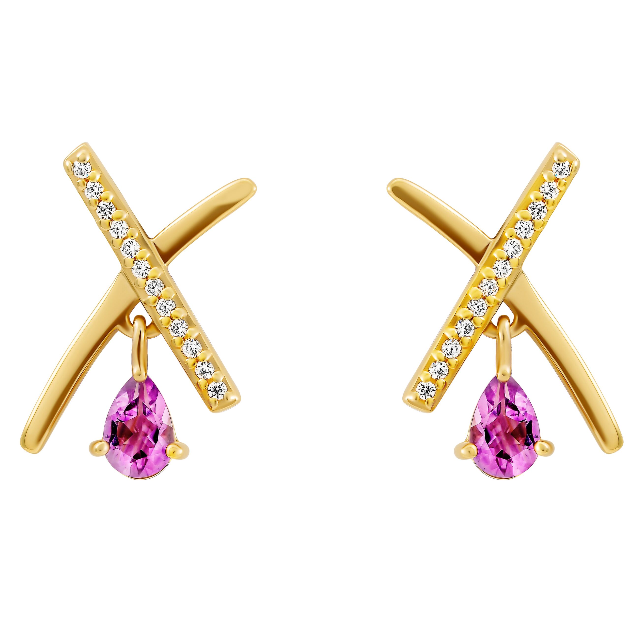 Orphelia 'Charlotte' Dames 925 Sterling Zilveren Dangle Oorbellen - Goud ZO-7580/A