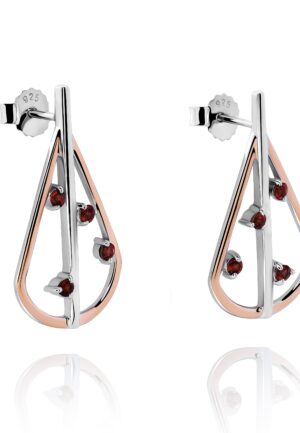 Alternative view of Orphelia 'Sacha' Dames 925 Sterling Zilveren Dangle Oorbellen - Zilver/Roze ZO-7496