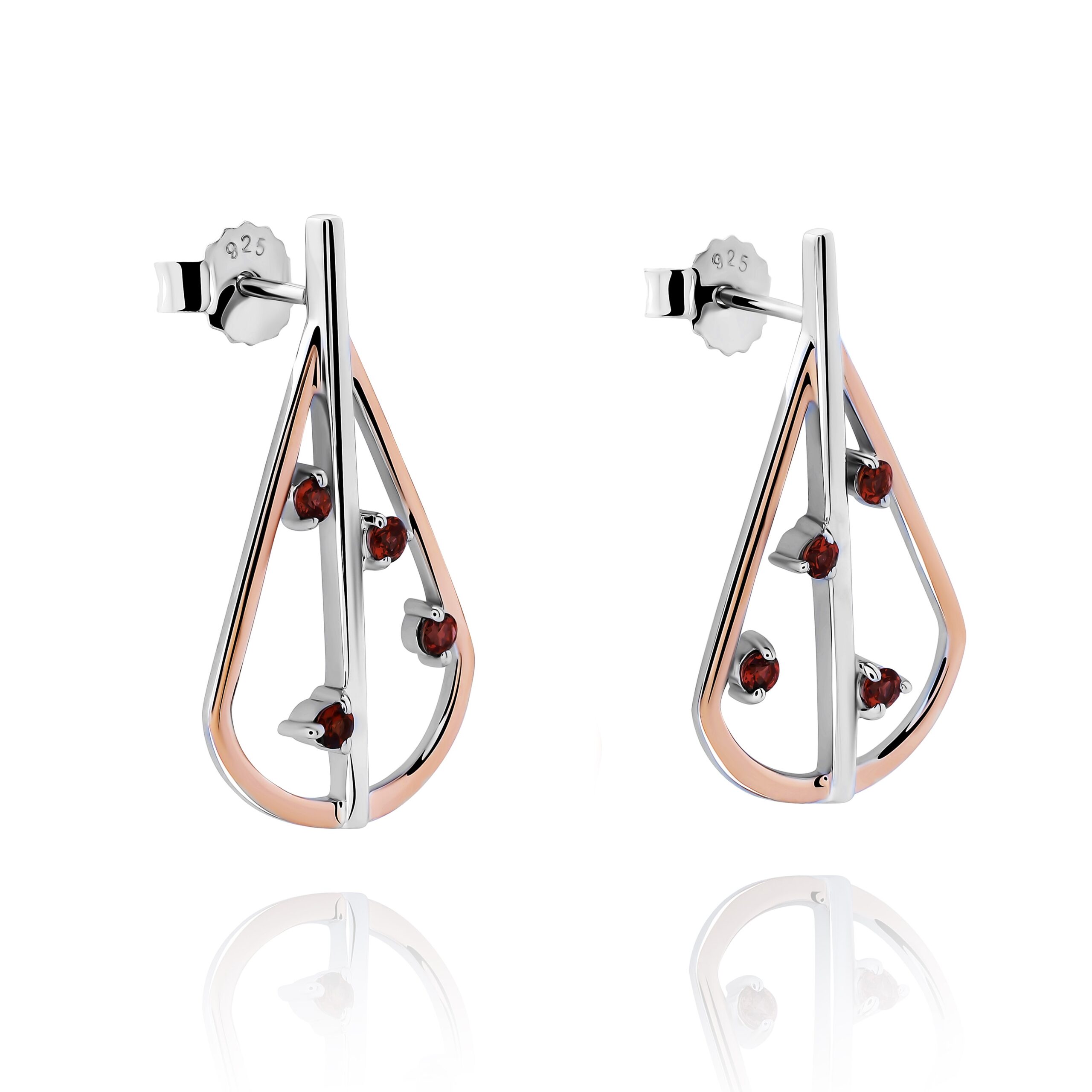 Orphelia 'Sacha' Dames 925 Sterling Zilveren Dangle Oorbellen - Zilver/Roze ZO-7496 - Afbeelding 2