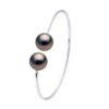 Semi-rigide armband - Zilver 925 - 2 Echte Gecultiveerde Tahiti Parel Rond 9-10 mm