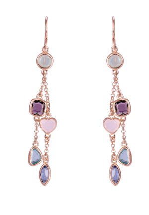 Orphelia 'Bling' Dames 925 Sterling Zilveren Hangoorbellen - Roze ZO-7412