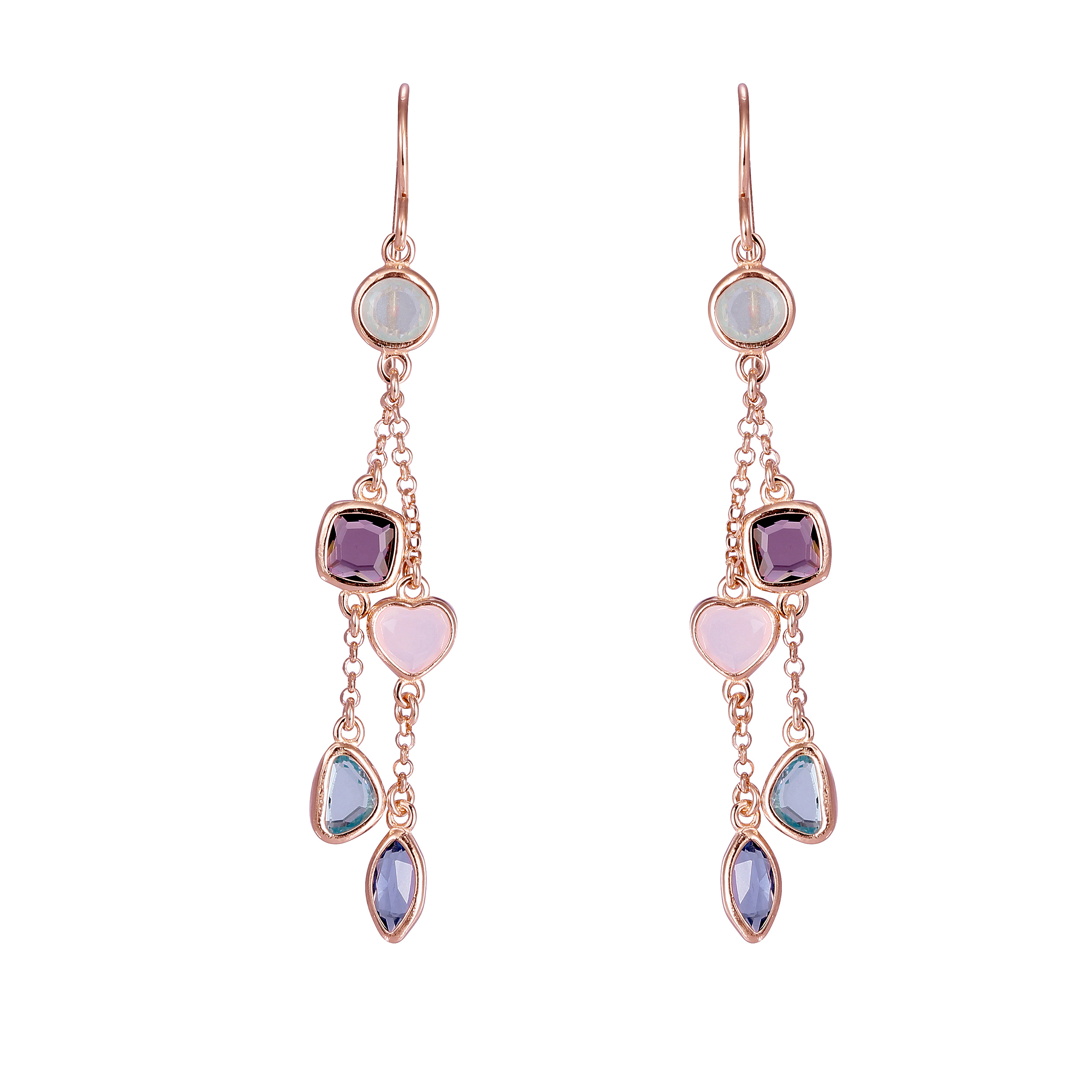 Orphelia 'Bling' Dames 925 Sterling Zilveren Hangoorbellen - Roze ZO-7412