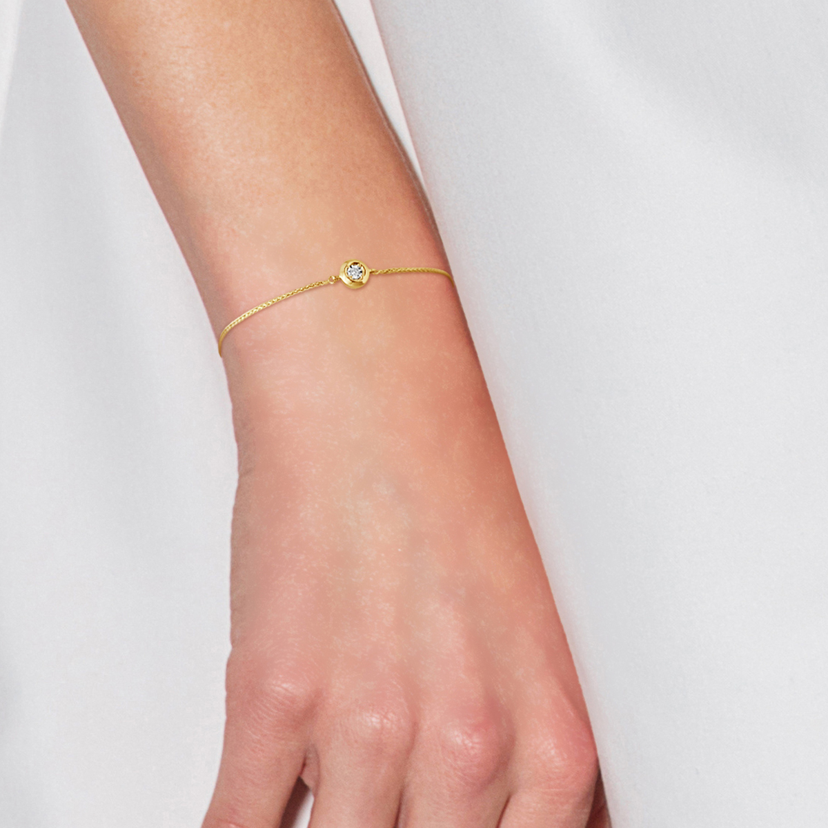 Diamond Bracelet Solitaire 0,02 0,50 Cts Cts Illusion Yellow Gold - Afbeelding 2