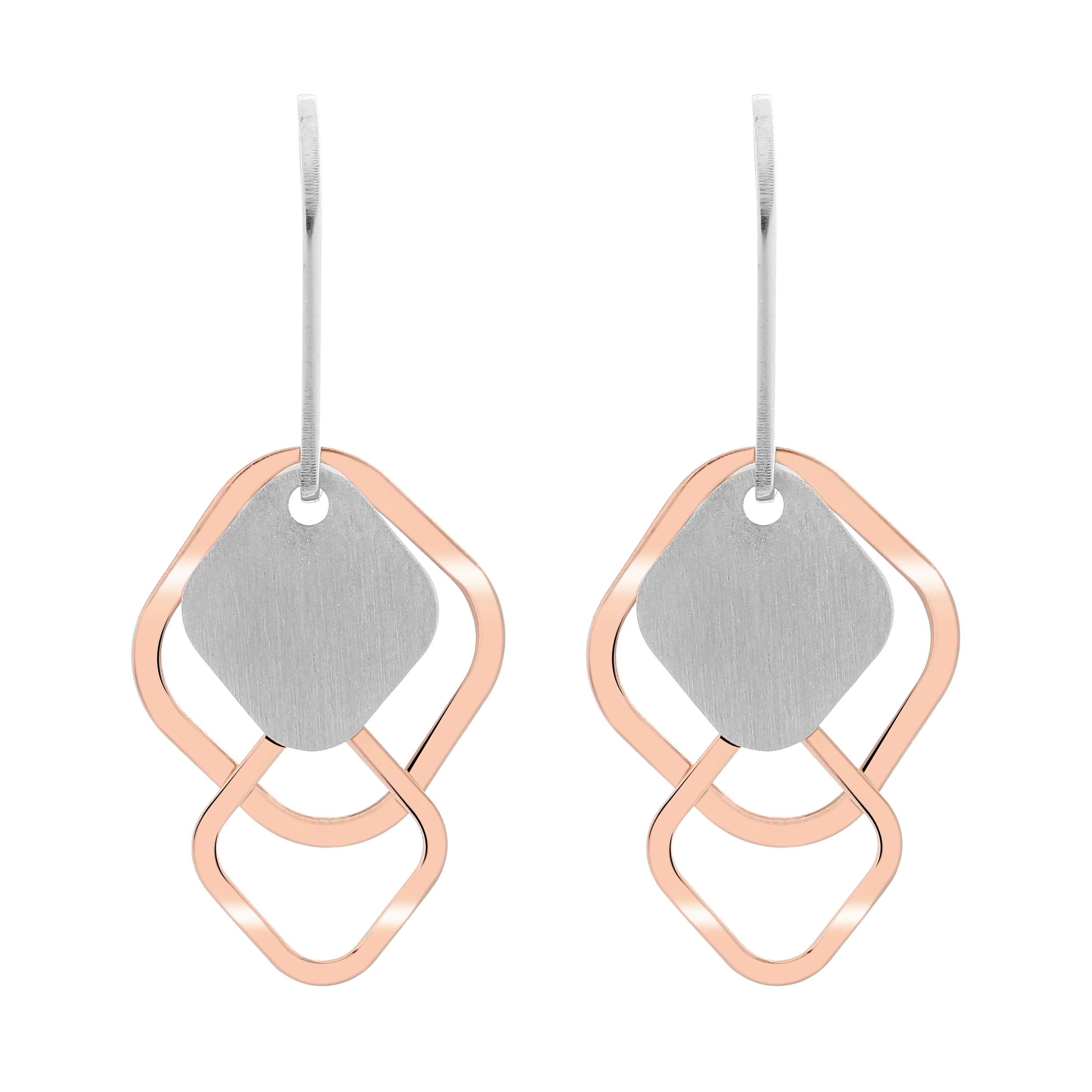 Orphelia 'Inez' Dames 925 Sterling Zilveren Oorbellen - Zilver/Rose ZO-7391