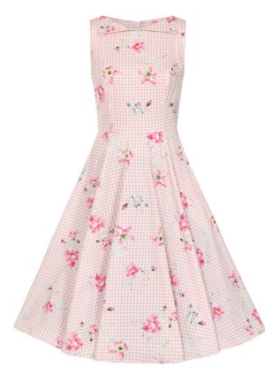 Hearts & Roses Catherine Floral Gingham Swing Dress Pink-L