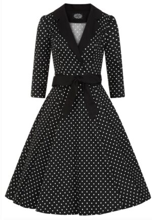 Hearts & Roses Cora Polka Dot Swing Dress Black White-XS