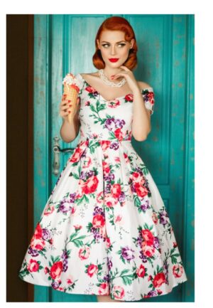 Dolly & Dotty Lily Floral Swing Dress White-M