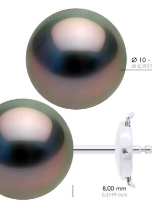 Alternative view of Oorbellen - Wit Goud 375 - Echte Cultuur Tahiti Parel Ronde 10-11 mm