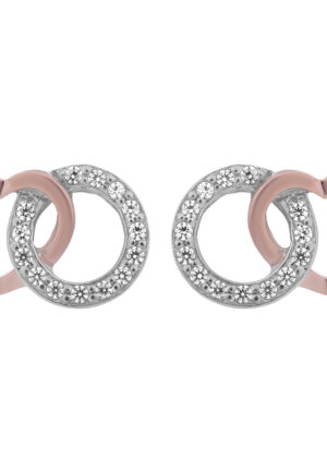 Orphelia 'Ely' Dames 925 Sterling Zilveren Stud Oorringen - Zilver/Roze ZO-7286
