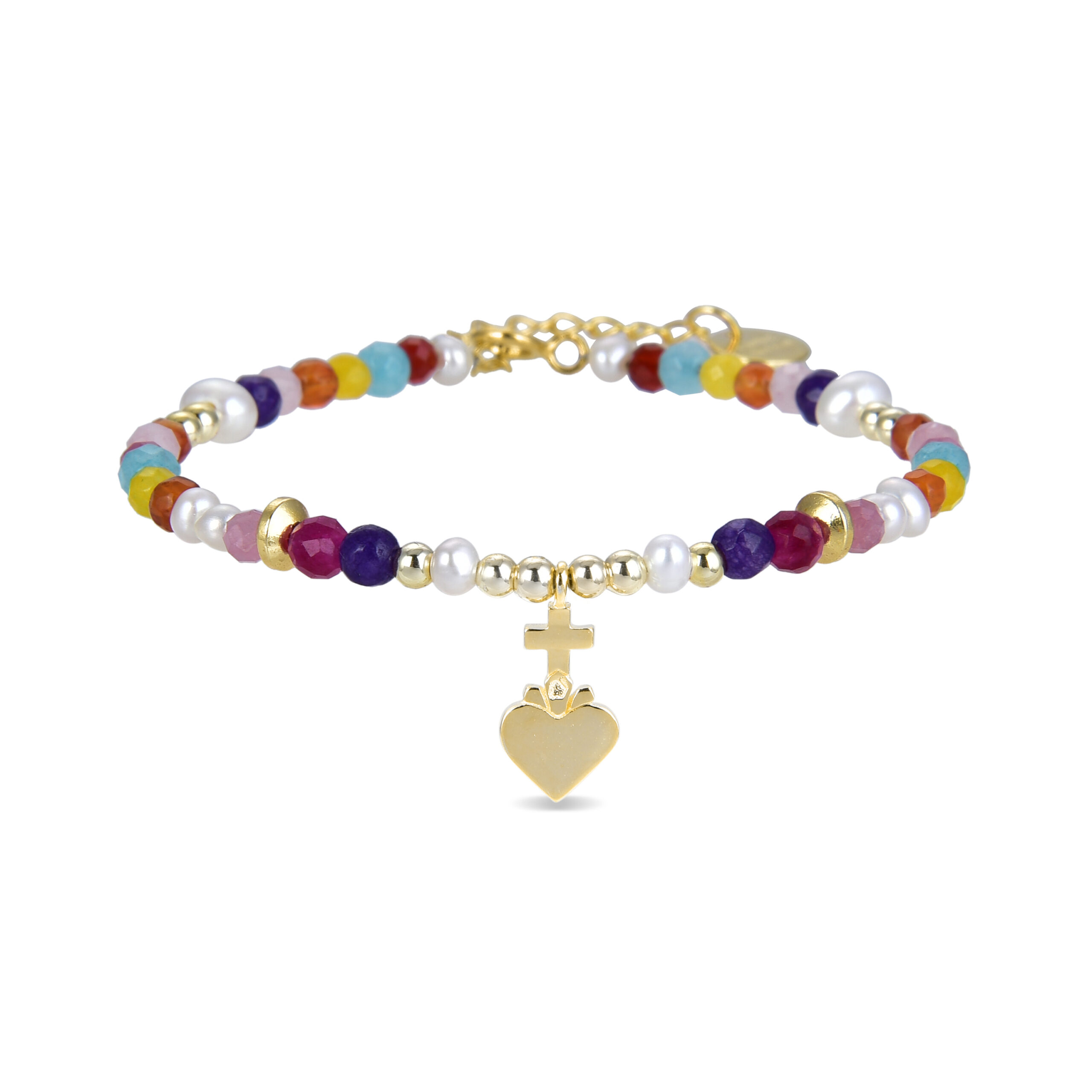 Luxenter 925 Sterling Zilveren Armband met Veelkleurig Kristal in 18K Geel Goud - Nymox