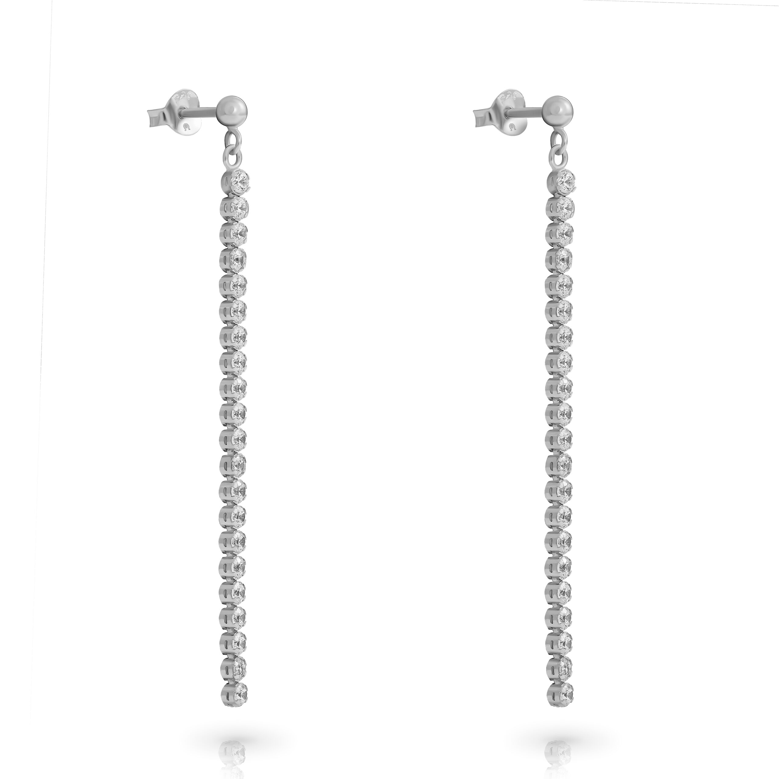 Orphelia 'Glitter' Dames 925 Sterling Zilveren Dangle Oorbellen - Zilver ZO-7548