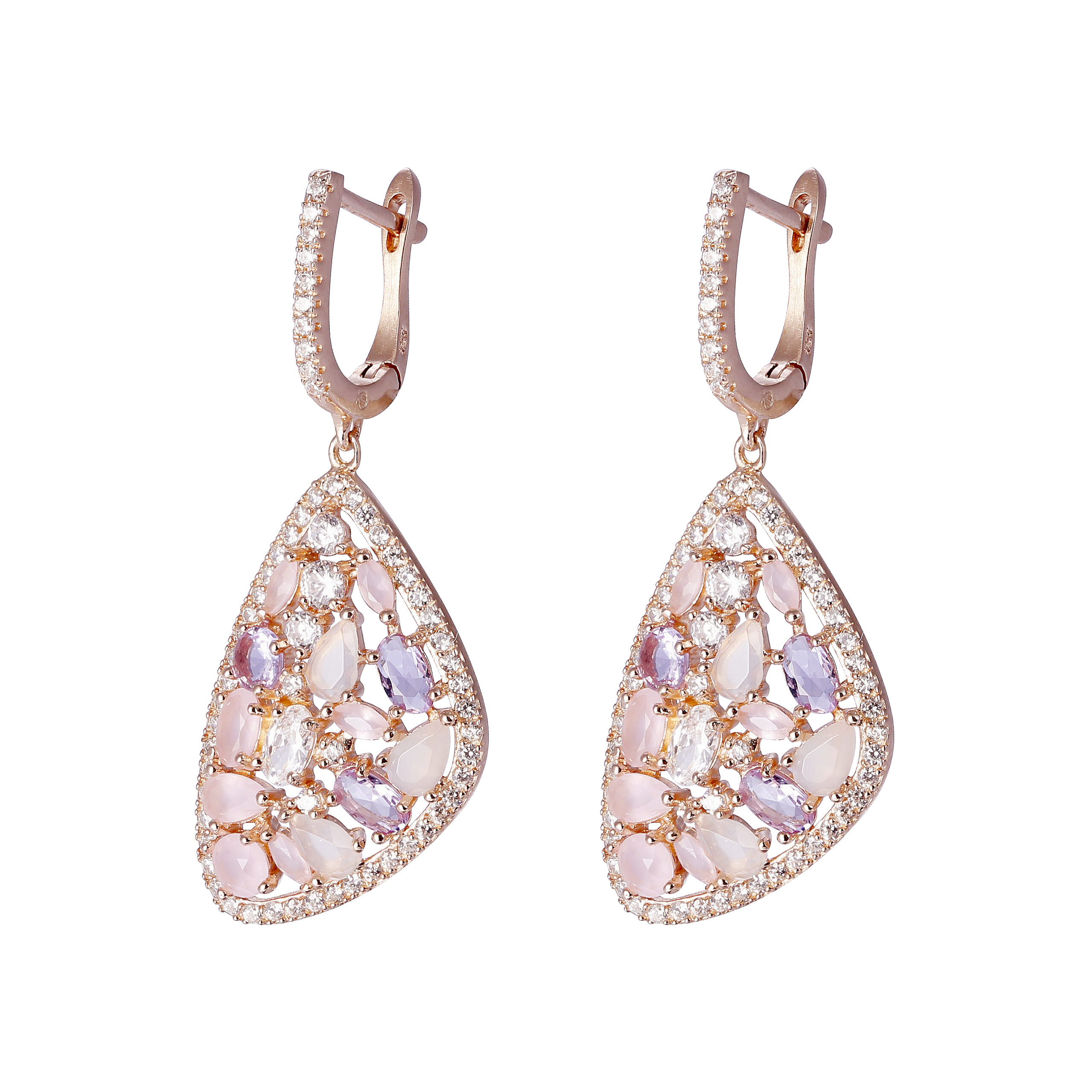 Orphelia 'Desi' Dames 925 Sterling Zilveren Hangoorbellen - Roze ZO-7430 - Afbeelding 2