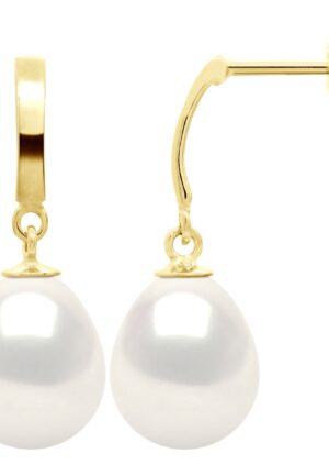 Oorbellen in Geel Goud 375 en Echte Gecultiveerde Zoetwater Parel Parels 10-11 mm