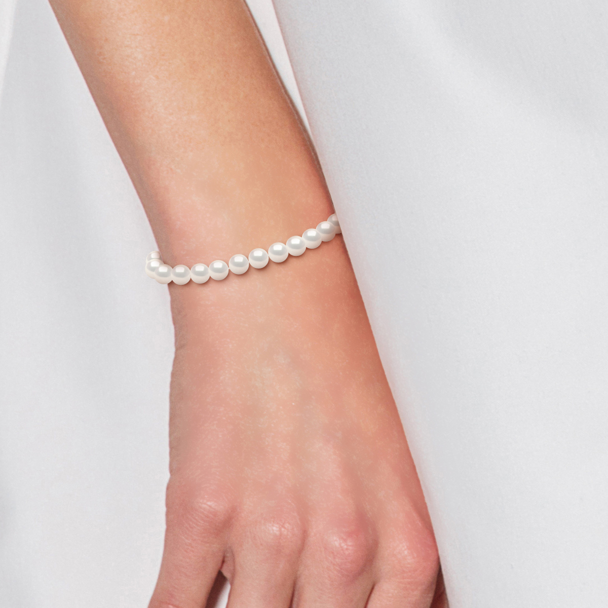 Armband Water Parels Sweet Ronde 5-6mm Wit Wit Goud 18 Karaat "HUWELIJK" - Afbeelding 2