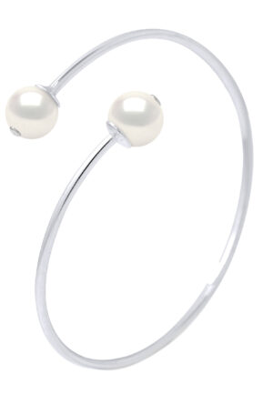 Bangle YOU AND ME 2 Beads Freshwater 89mm Zwarte Ronde 925