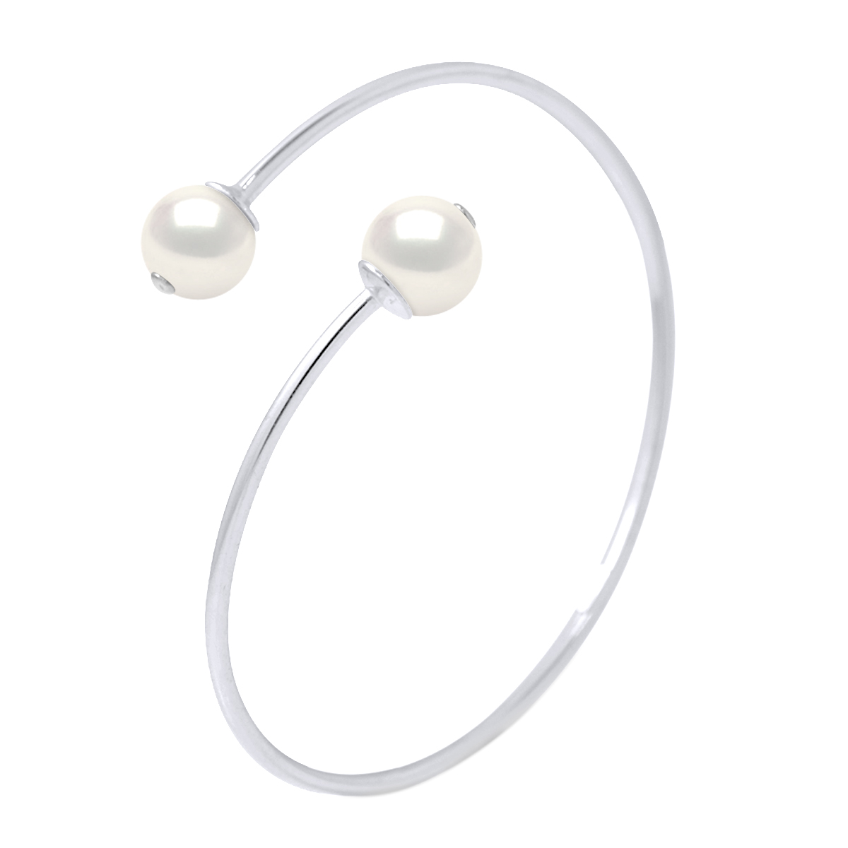 Bangle YOU AND ME 2 Beads Freshwater 89mm Zwarte Ronde 925
