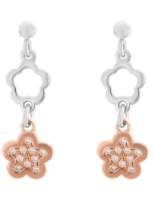 Orphelia 'Nixie' Dames 925 Zilveren Hanger Oorbellen - Zilver/Roze ZO-7377