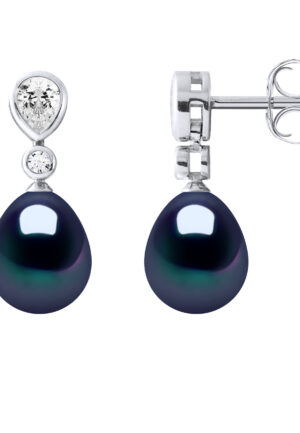 Drop Oorbellen Sieraden Zoet Water Beads 78mm Black Pears 925