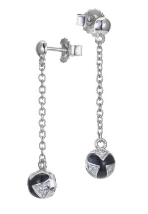 Orphelia 'Sedona' Dames 925 Sterling Zilveren Dangle Oorbellen - Zilver/Zwart ZO-7332