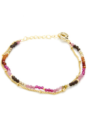 Luxenter Armband, Aiel Multicolour Toermalijn afgewerkt in 18K geel goud