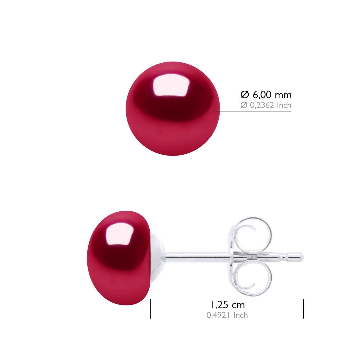 Oorbellen van Zilver 925 en Echte Cultuur Zoetwaterperlen Knop 6-7 mm - Afbeelding 2